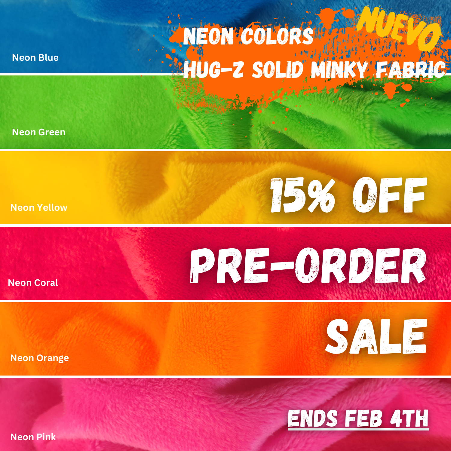 Neon Minky Sale Big Z Fabric
